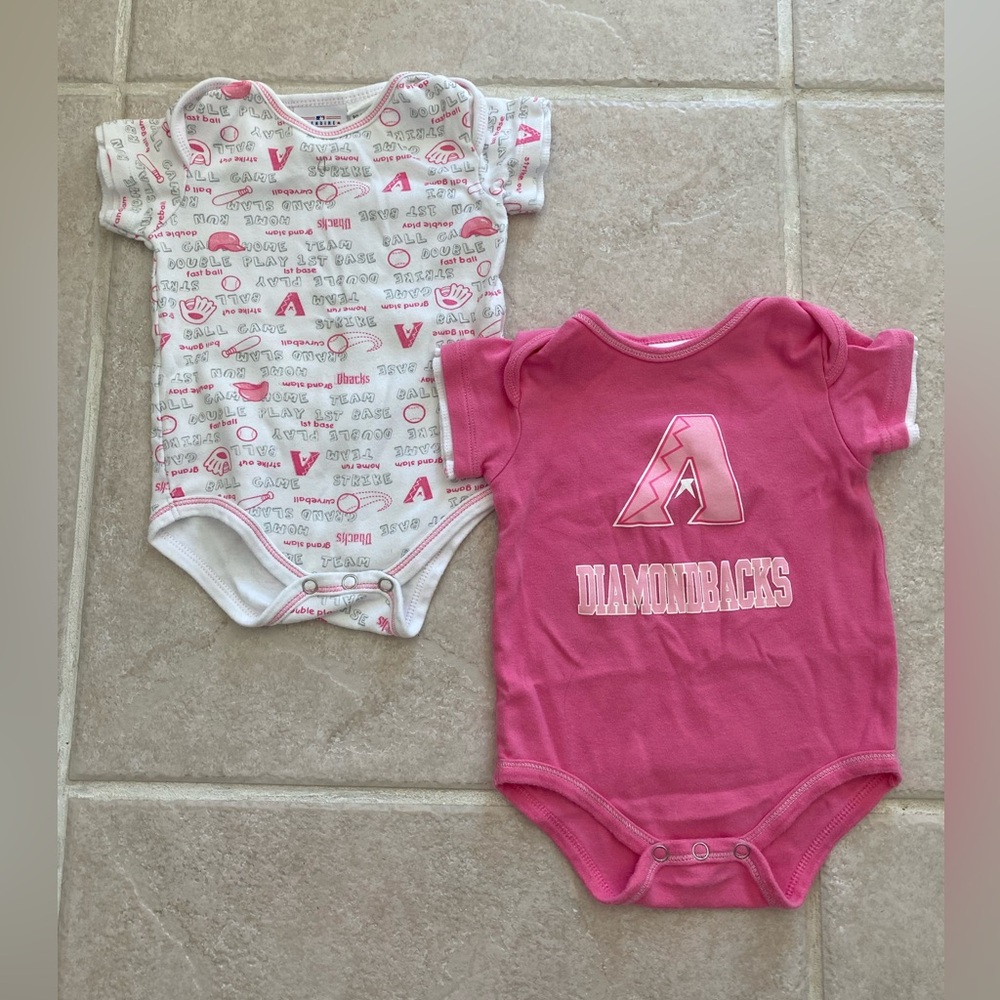 NWOT MLB Arizona Diamondbacks Baby Girl Onesies - Size 6-9M